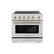 Front. ZLINE - 36 in. Wide 5 Elements Autograph 5.2 cu. ft. Paramount Freestanding Induction Range in Satin Steel with Bronze Accents - Satin Stainless Steel.