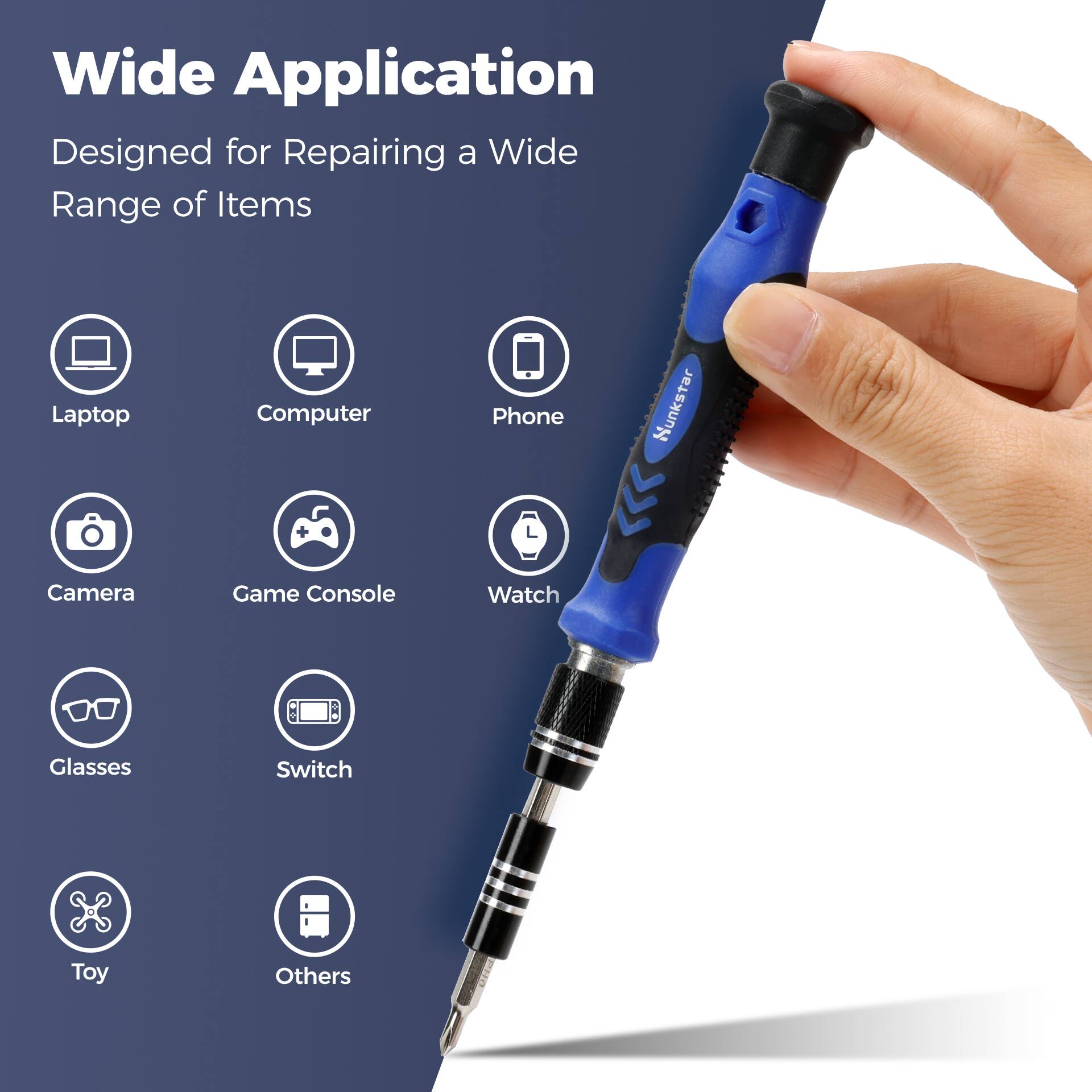Wide Application Designed for Repairing a Wide Range of Items: Laptop Computer, Phone, Nintendo Camera, Game Console, Watch, Glasses, Switch, Toy, Others.