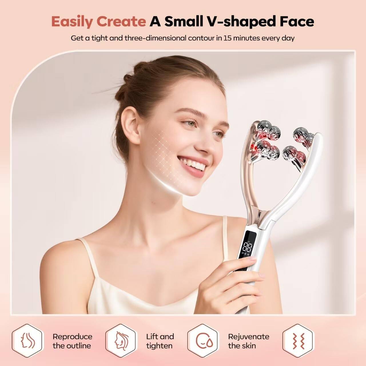 Easily Create A Small V-shaped Face  
Get a tight and three-dimensional contour in 15 minutes every day  

- Reproduce the outline  
- Lift and tighten  
- Rejuvenate the skin