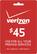 Front. Verizon Prepaid - $45 Prepaid Phone Card.