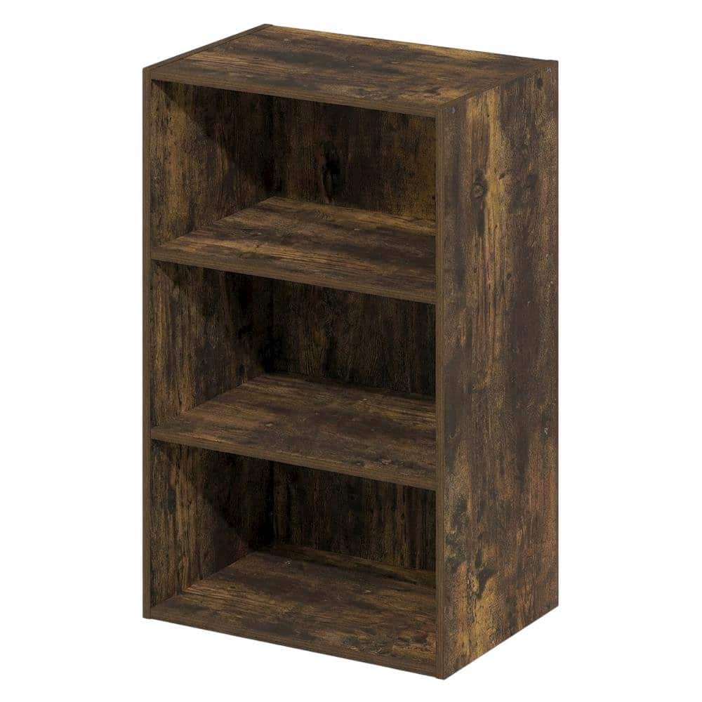 FurniFact - Wooden bookcase with simple design and sturdy structure - Amber Pine
