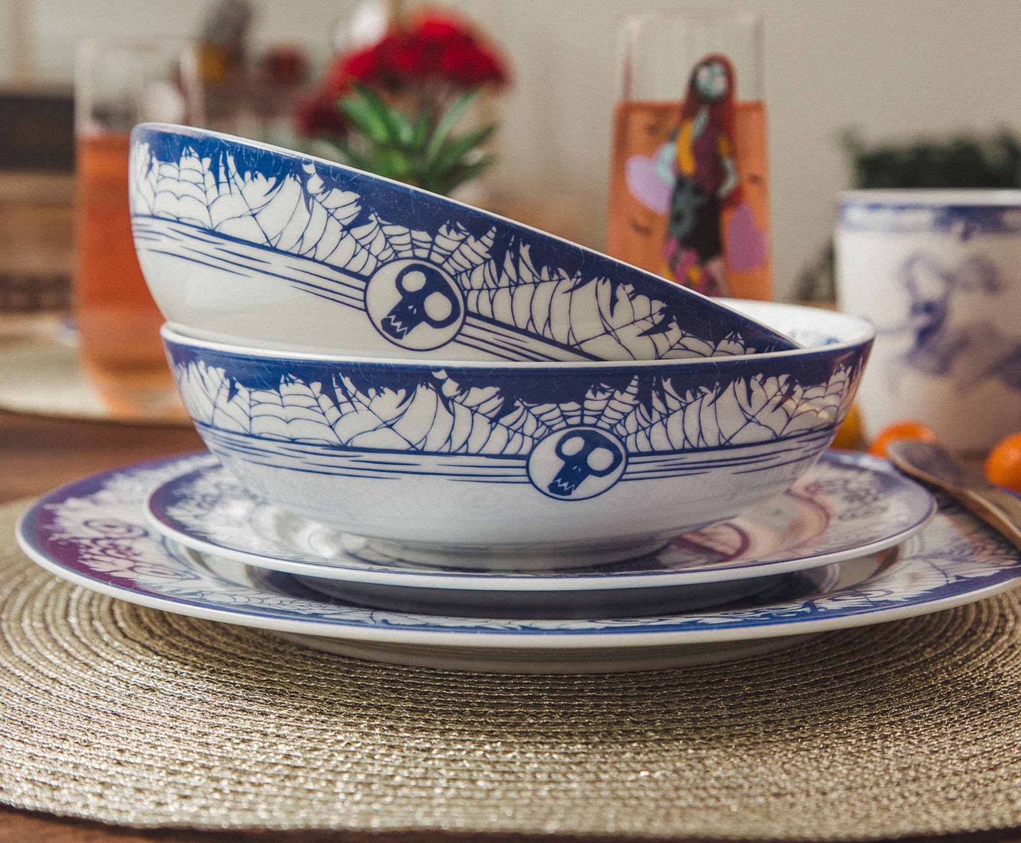 Alt View 3. Disney - Disney The Nightmare Before Christmas Jack and Sally 8-Piece Dinnerware Set - Blue.