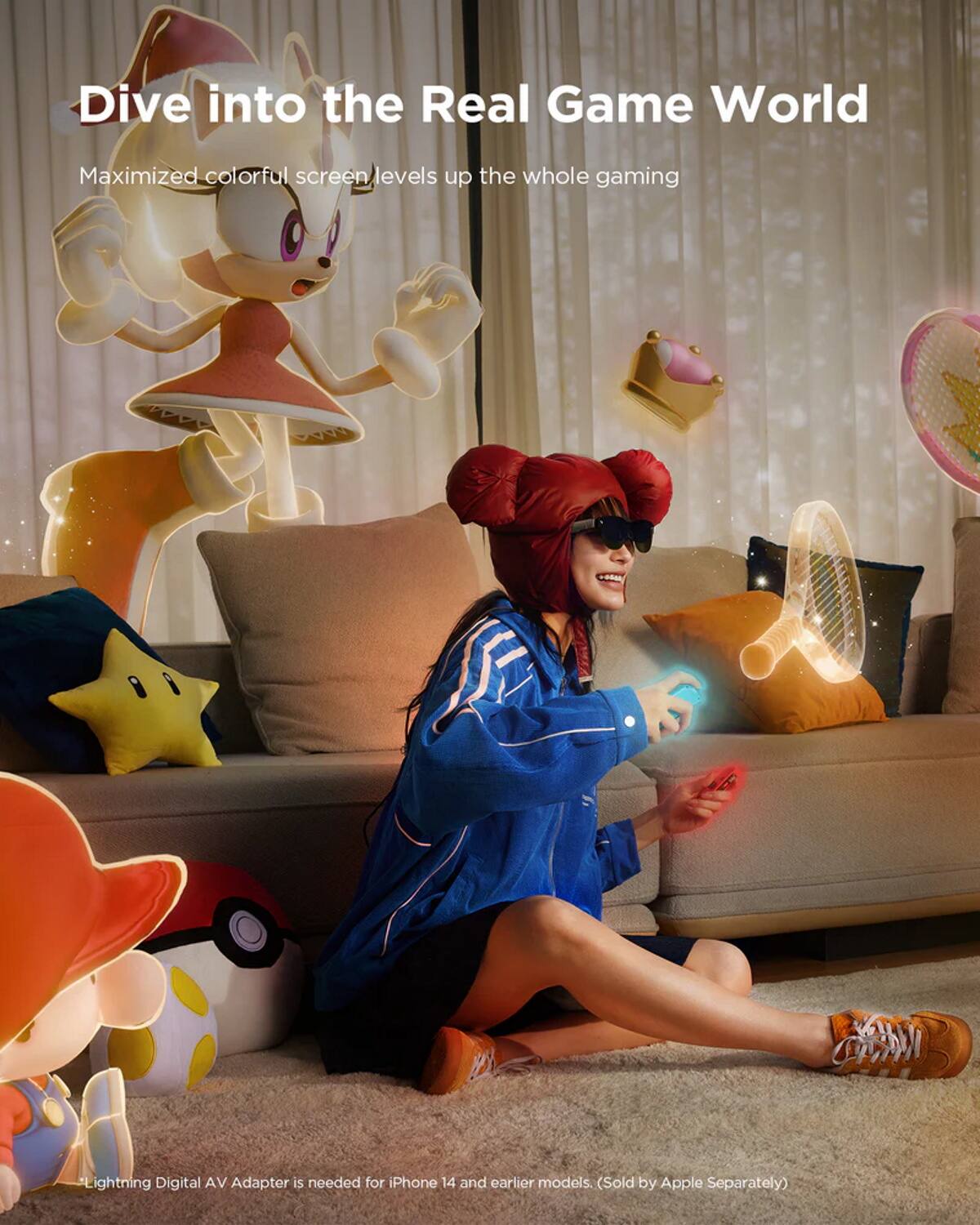 Dive into the Real Game World

Maximized colorful screen levels up the whole gaming

Lightning Digital AV Adapter is needed for iPhone 14 and earlier models. (Sold by Apple Separately)