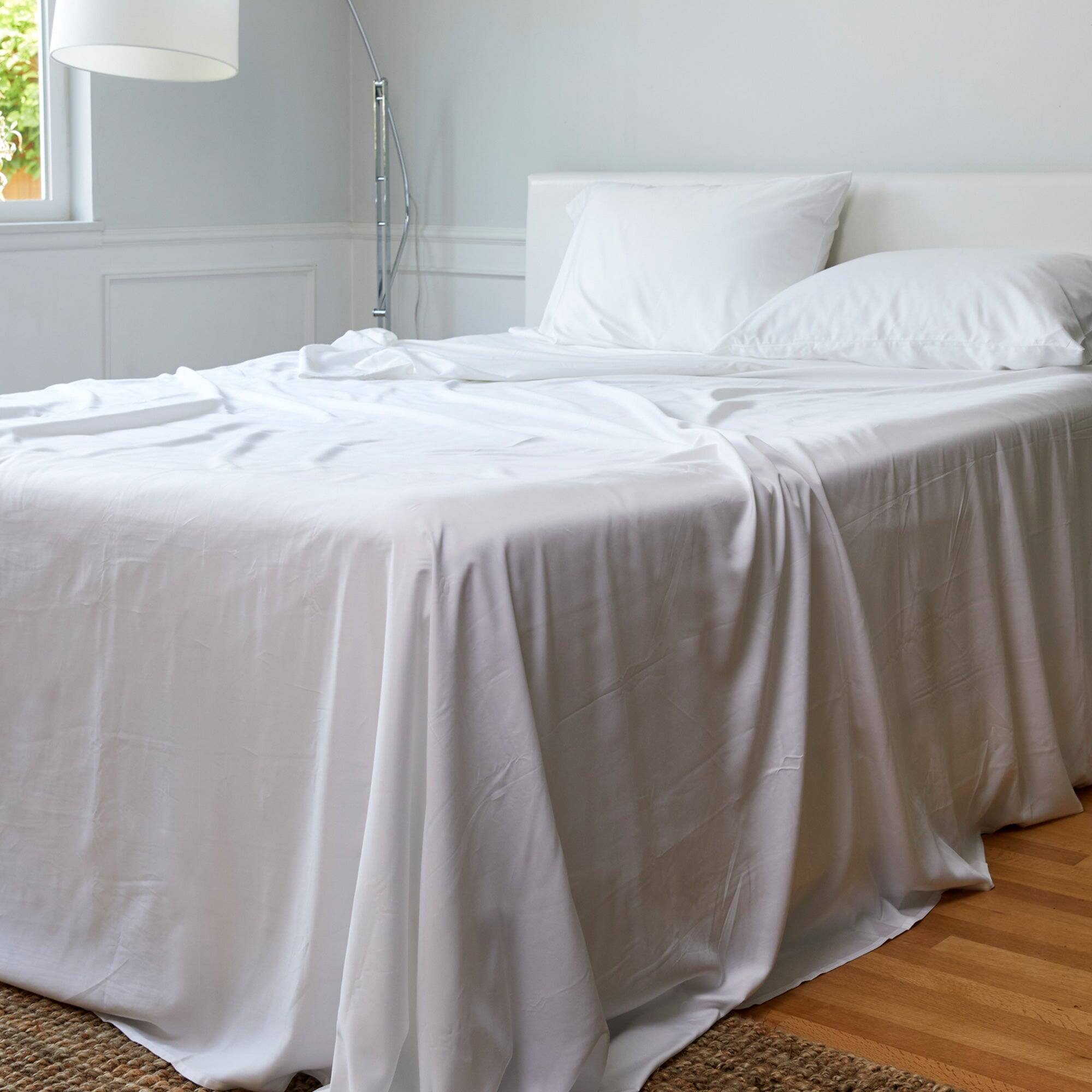 Alt View 3. BedVoyage - Luxury 100% viscose from Bamboo Bed Sheet Set, Split King - White - White.