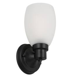 Earthley Blooms - Lydia Wall Sconce Oil Rubbed Bronze Finish Frosted Glass Shade Dimmable With Twist On off For Hallway Foyer - Matte Black Frosted White Glass