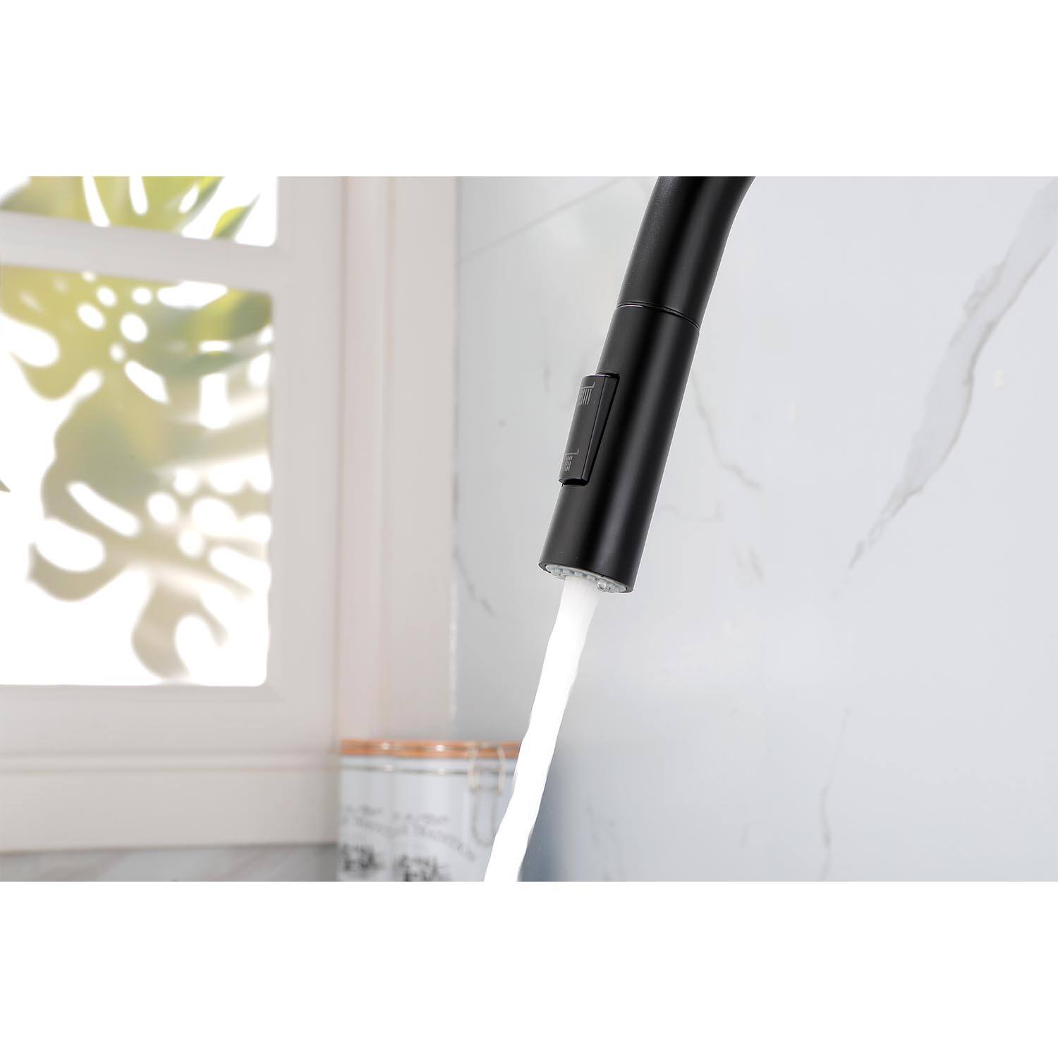 Alt View 4. Siljoy - Kitchen Faucet with Pull Down Sprayer - Matte Black.