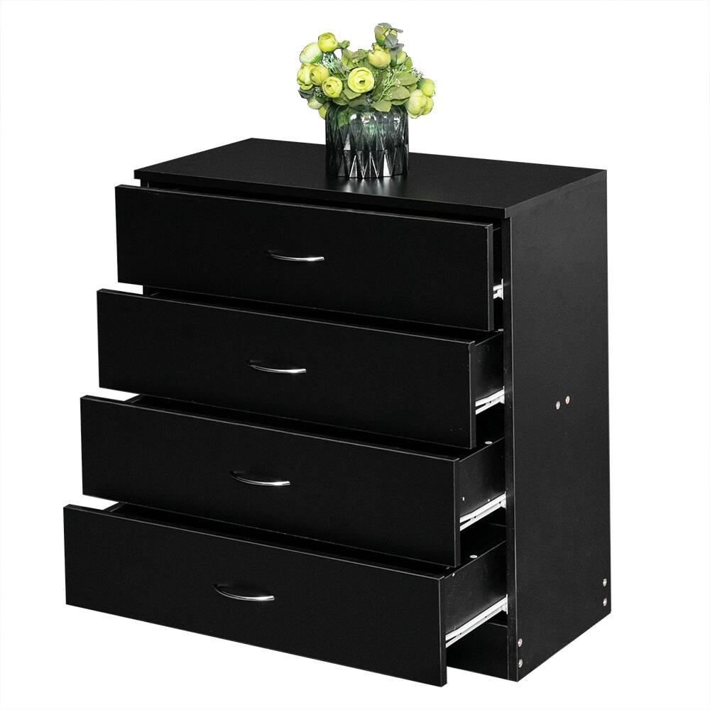 Alt View 3. Winado - 4 Drawers Night Stand Bedside Chests of Drawers Furniture Nightstand Storage Cabinet Organizer Unit for Bedroom - Black.