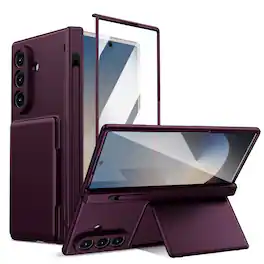 Dteck - Case for Samsung Galaxy Z Fold8 Ultra,Hinge Protection,Rugged Card Holder Cover,with Screen Protector+Pen Slot+Stylus - Winered
