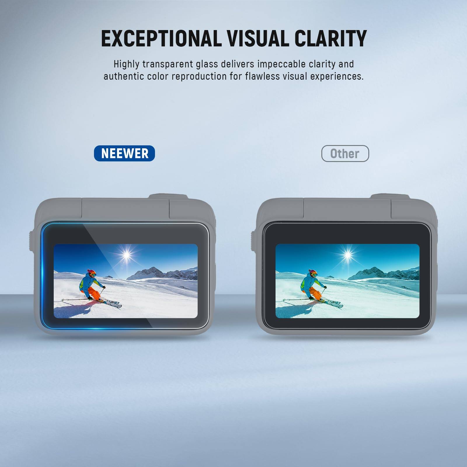 EXCEPTIONAL VISUAL CLARITY

Highly transparent glass delivers impeccable clarity and authentic color reproduction for flawless visual experiences.

NEEWER

Other