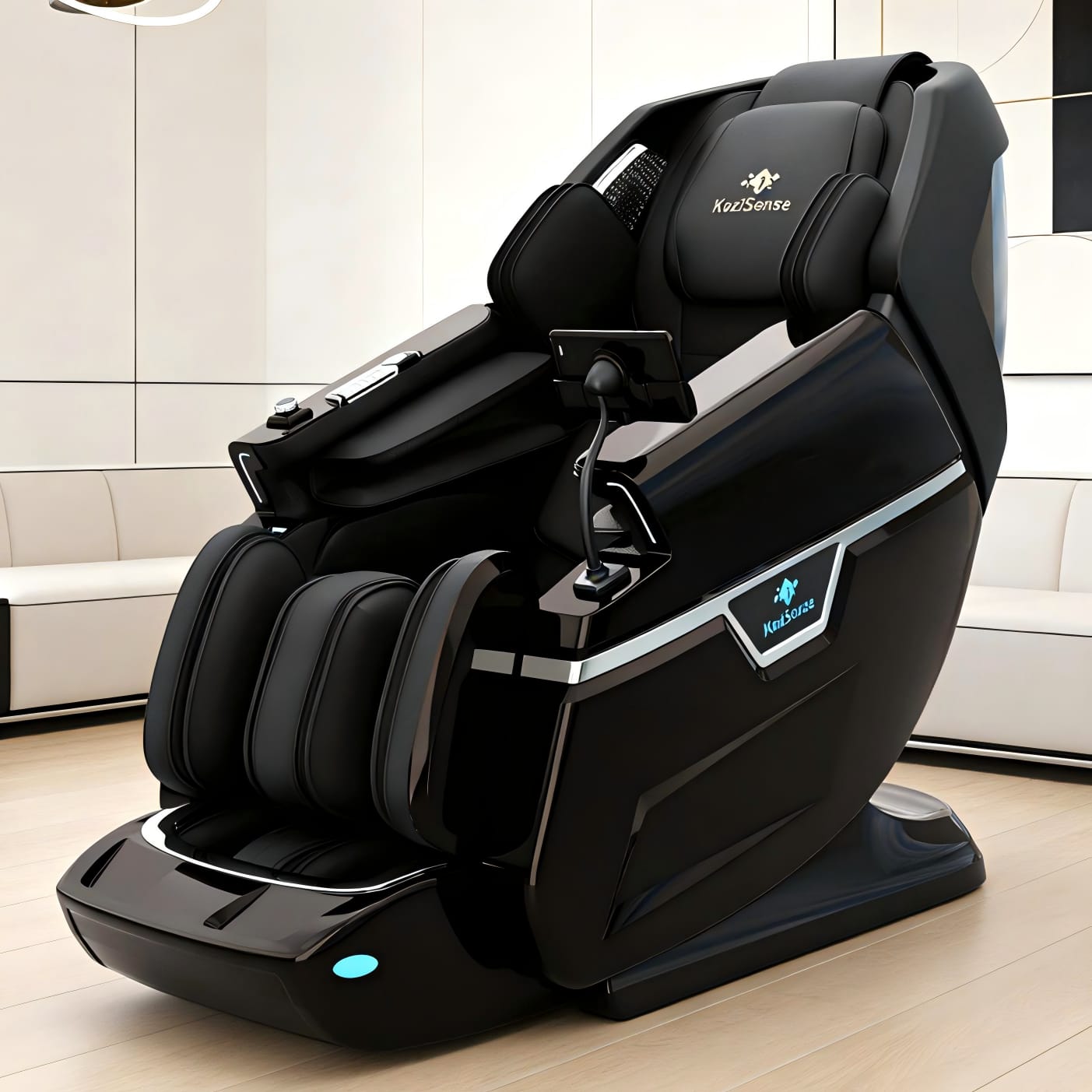 KoziSense - KZ-L66 Dual 4D+3D Luxury Massage Chair,Deep Zero Gravity,Thai Stretch,Auto Extend Legrest,Heat,FREE White Glove Delivery - Black
