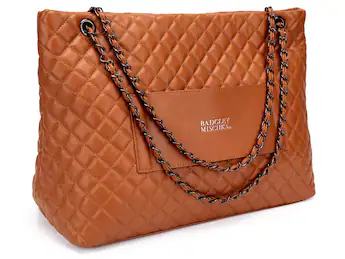 diana faux leather tote weekender travel bag Badgley Mischka Vegan Duffel The design duo has made its mark over the past three decades with glamorous Leather Quilted Weekend Bag Badgley