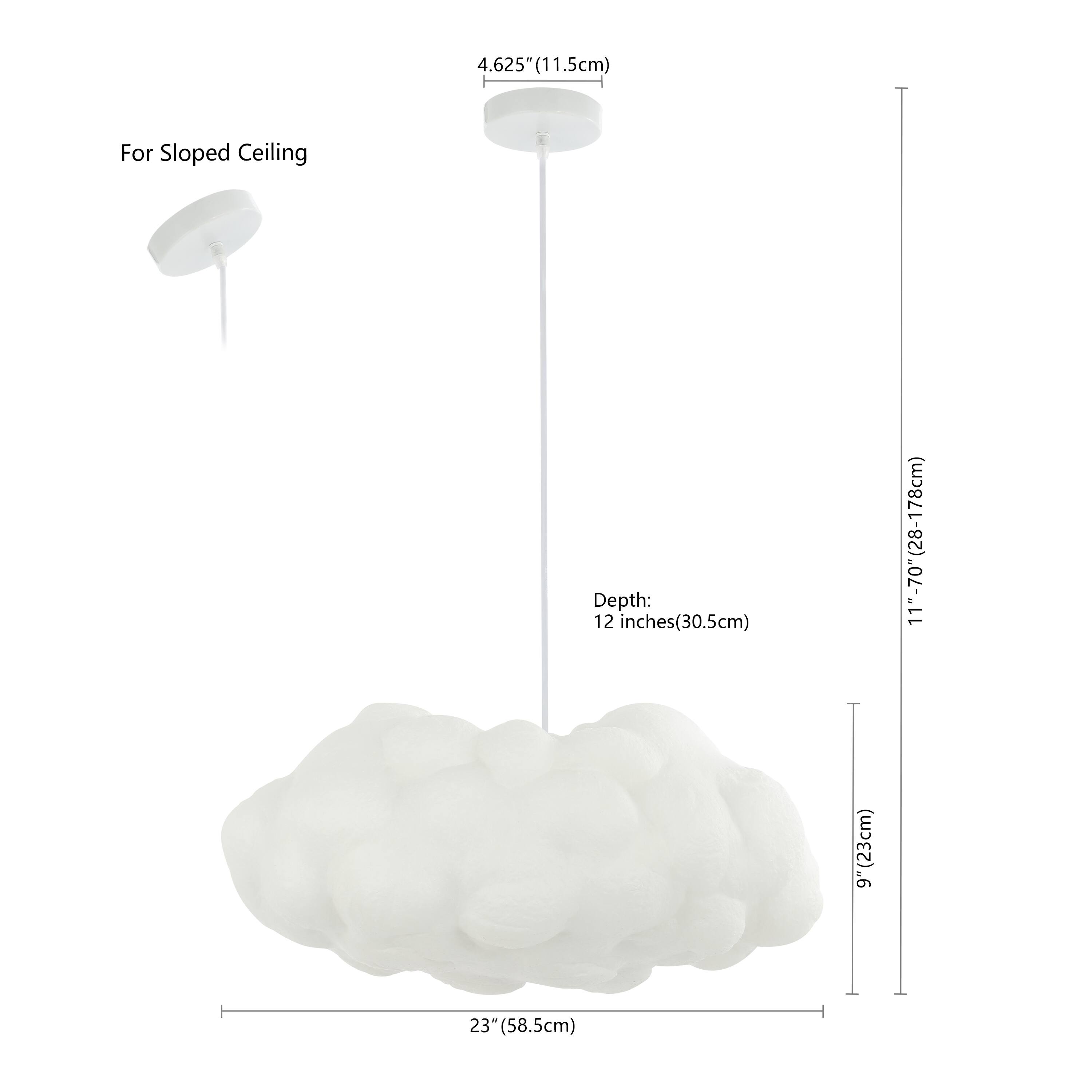 4.625" (11.5cm)  
For Sloped Ceiling  
Depth: 12 inches (30.5cm)  
11" - 70" (28 - 178cm)  
9" (23cm)  
23" (58.5cm)