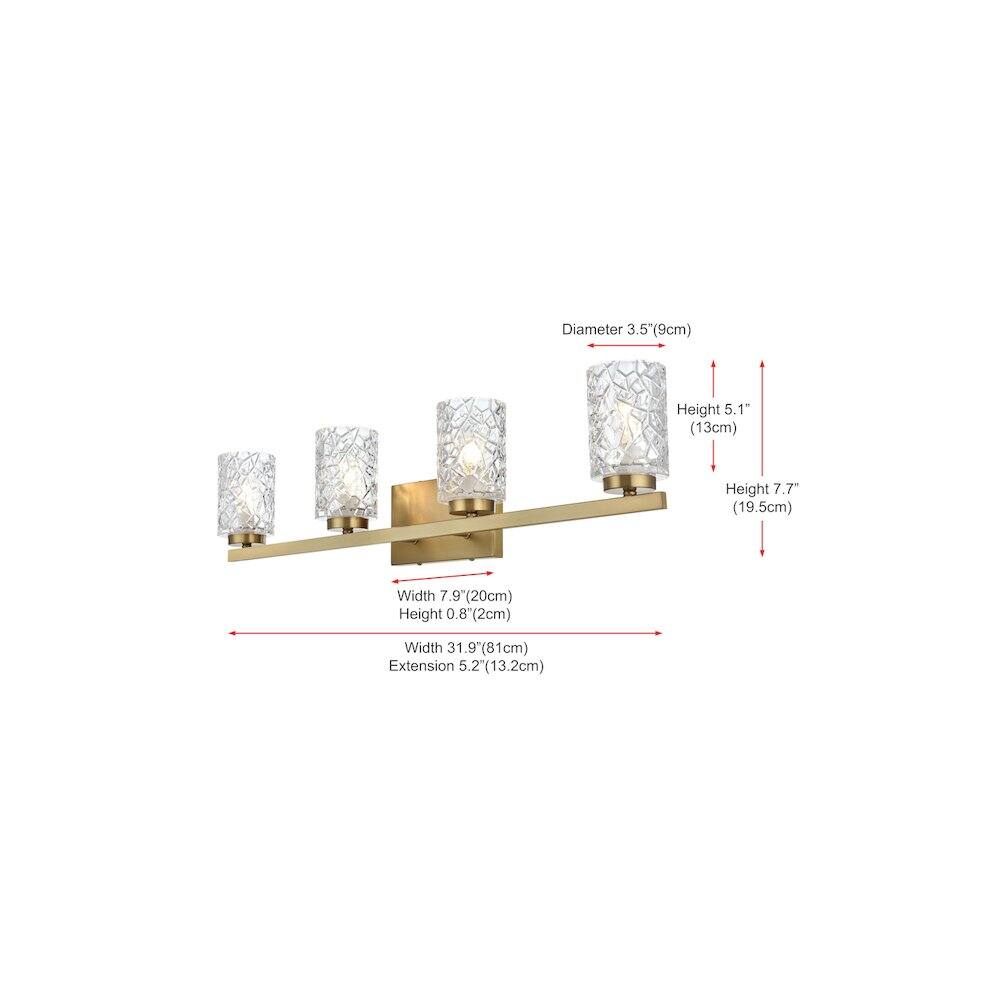 Diameter 3.5" (9cm)  
Height 5.1" (13cm)  
Height 7.7" (19.5cm)  
Width 7.9" (20cm)  
Height 0.8" (2cm)  
Width 31.9" (81cm)  
Extension 5.2" (13.2cm)