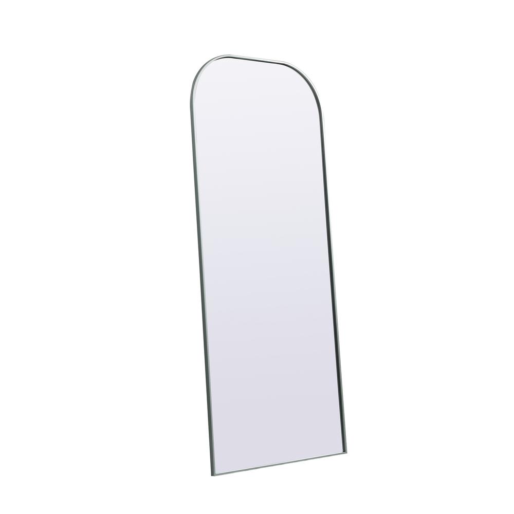 Left. Elegant Decor - Metal Frame Arch Full Length Mirror 32x76 Inch in Silver - Silver.