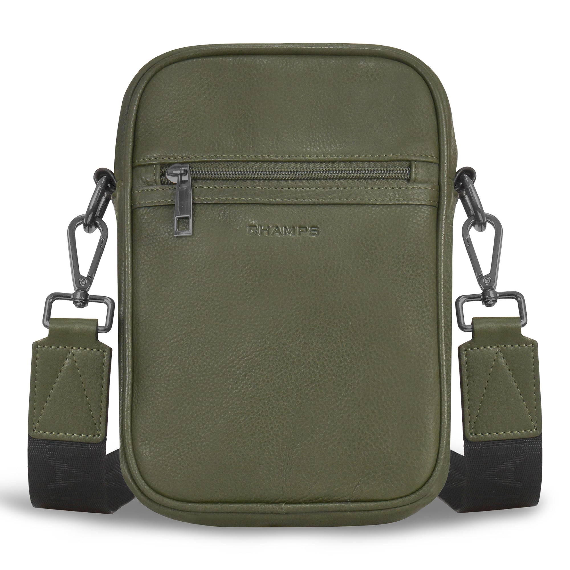 Champs - Onyx Collection Leather Vertical Cross-Body Bag - Khaki
