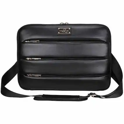 Front. ECO STYLE - Sandy Lisa La Jolla Carrying Case (Sleeve) for 14" Notebook - Black - Shoulder Strap - 10.2" Height x 14.2" Width x 1" - Black.