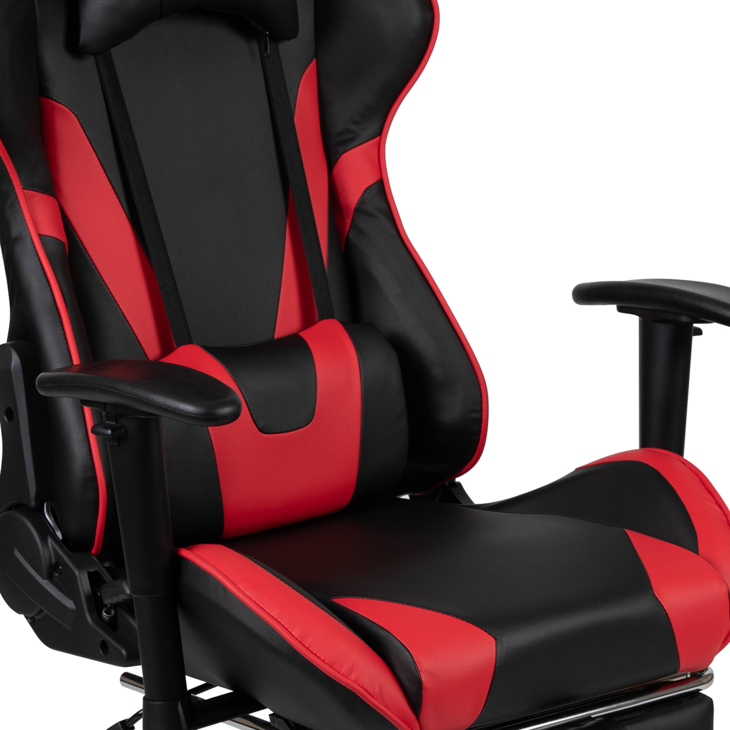 Alt View 7. Emma + Oliver - Gaming Desk & Chair Set - Cup Holder, Headphone Hook, and Monitor Stand - Red.