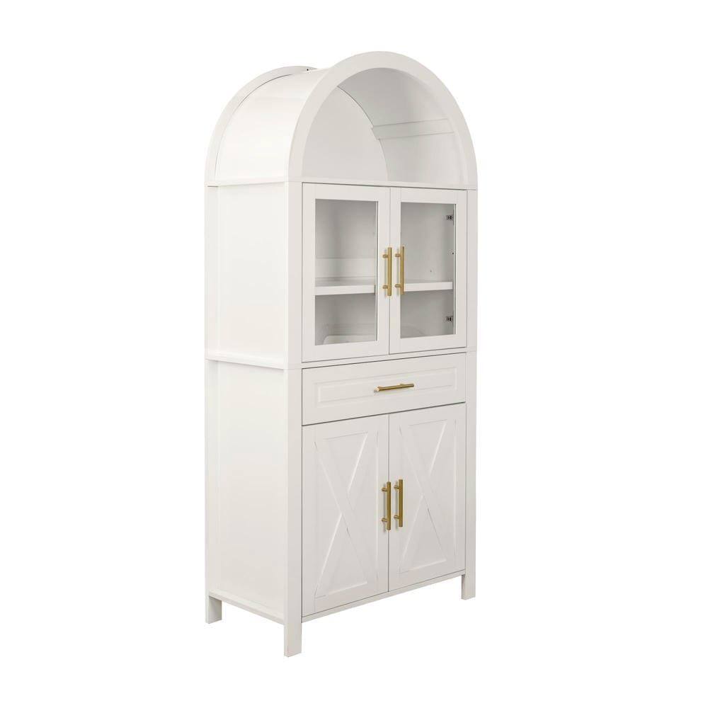 Alt View 10. Kadyn - 71" Tall Arched Farmhouse Pantry with Glass Door and Adjustable Shelves - White - White.