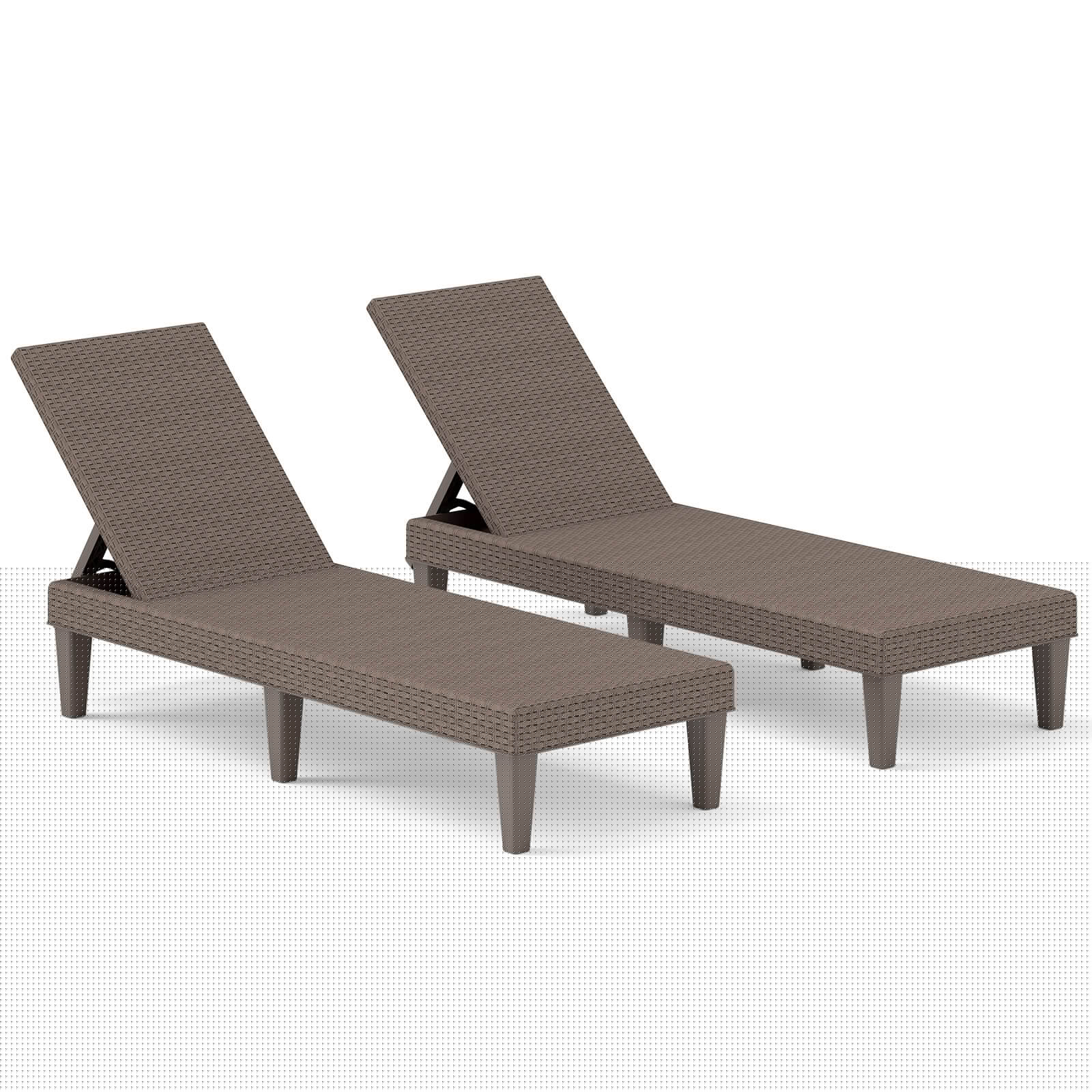 Costway - 2 PCS Outdoor Chaise Lounger Chair 3-Position Reclining Chair with Waterproof Rattan - Brown price history on PriceWatchPro