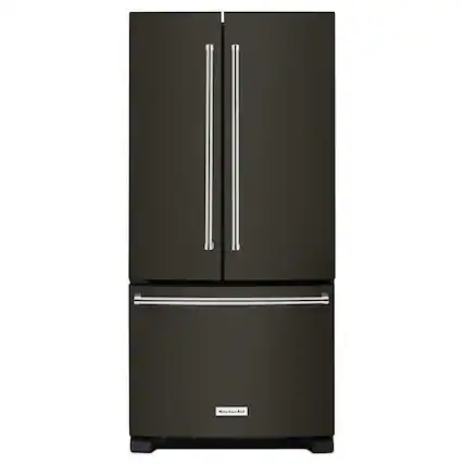 Front. KitchenAid - 22 Cu. Ft. French Door Refrigerator with Interior Water Dispenser - Black Stainless Steel with PrintShield™ Finish.