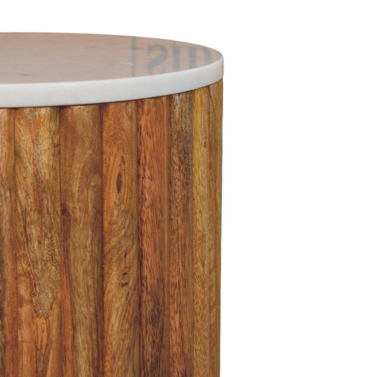 Angle. Artisan Furniture - Artisan Furniture Solid WoodFluted Marble Side Table - Brown.