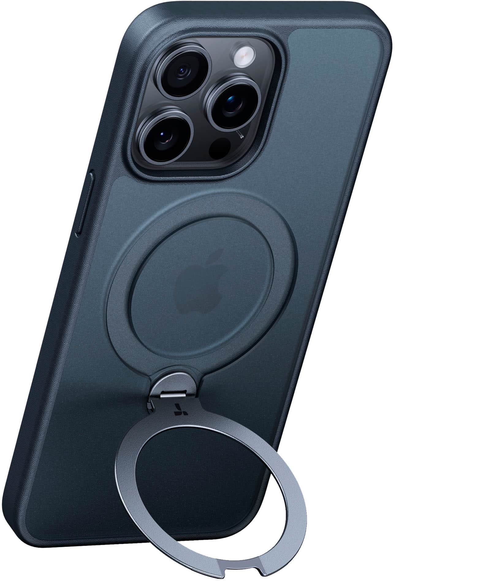 Alt View 1. TORRAS - UPRO Ostand Spin 360° Magnetic Stand Military Grade Shockproof & MagSafe-Compatible Case for Apple iPhone 15 Pro Max - Black.