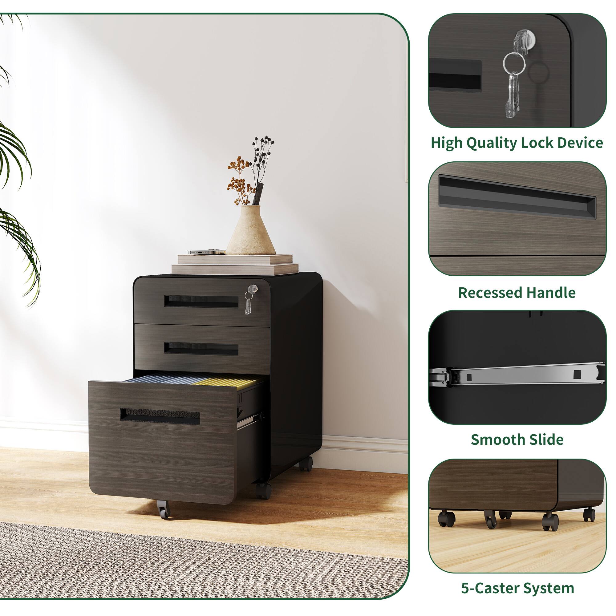 High Quality Lock Device  
Recessed Handle  
Smooth Slide  
5-Caster System