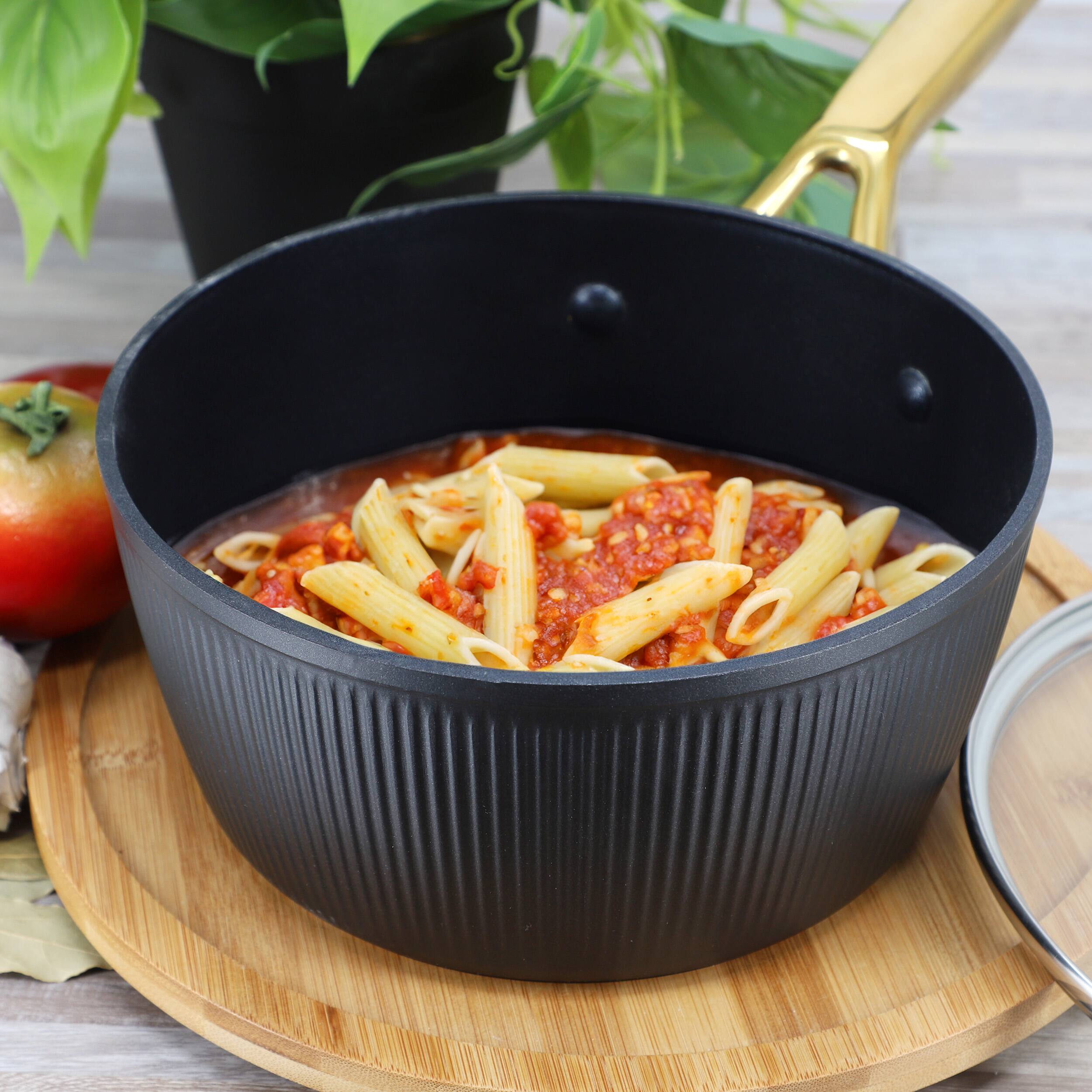 Alt View 6. Oster - Oster Abbottsford 2.5 Quart Nonstick Aluminum Saucepan with Glass Lid in Black - Black.