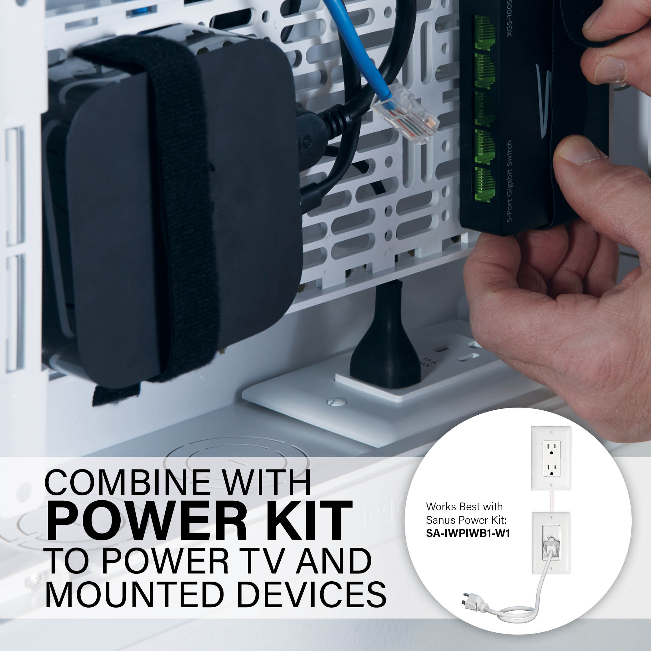 Combine with Power Kit to Power TV and Mounted Devices