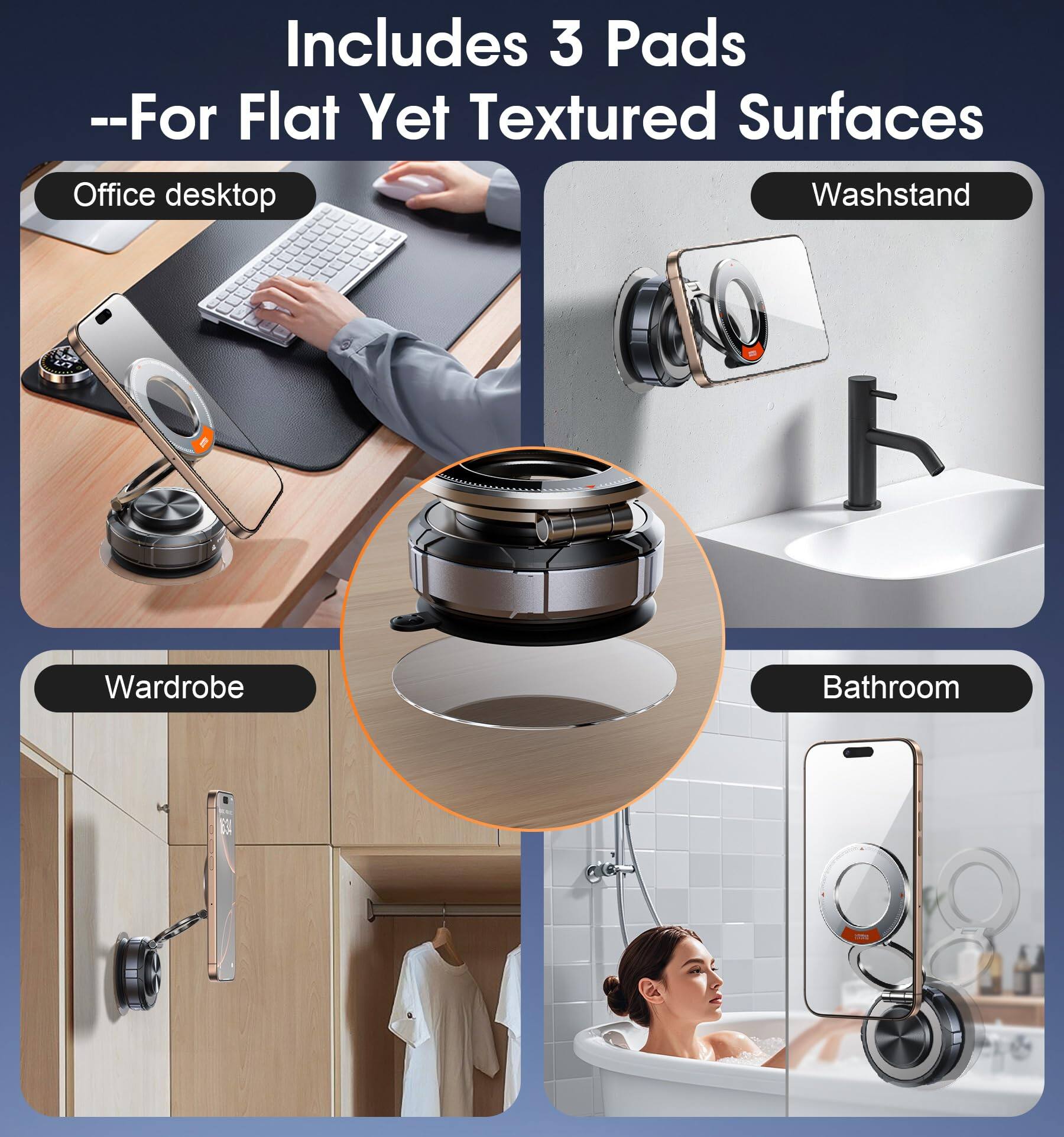 Includes 3 Pads  
--For Flat Yet Textured Surfaces  

Office desktop  
Washstand  
Wardrobe  
Bathroom