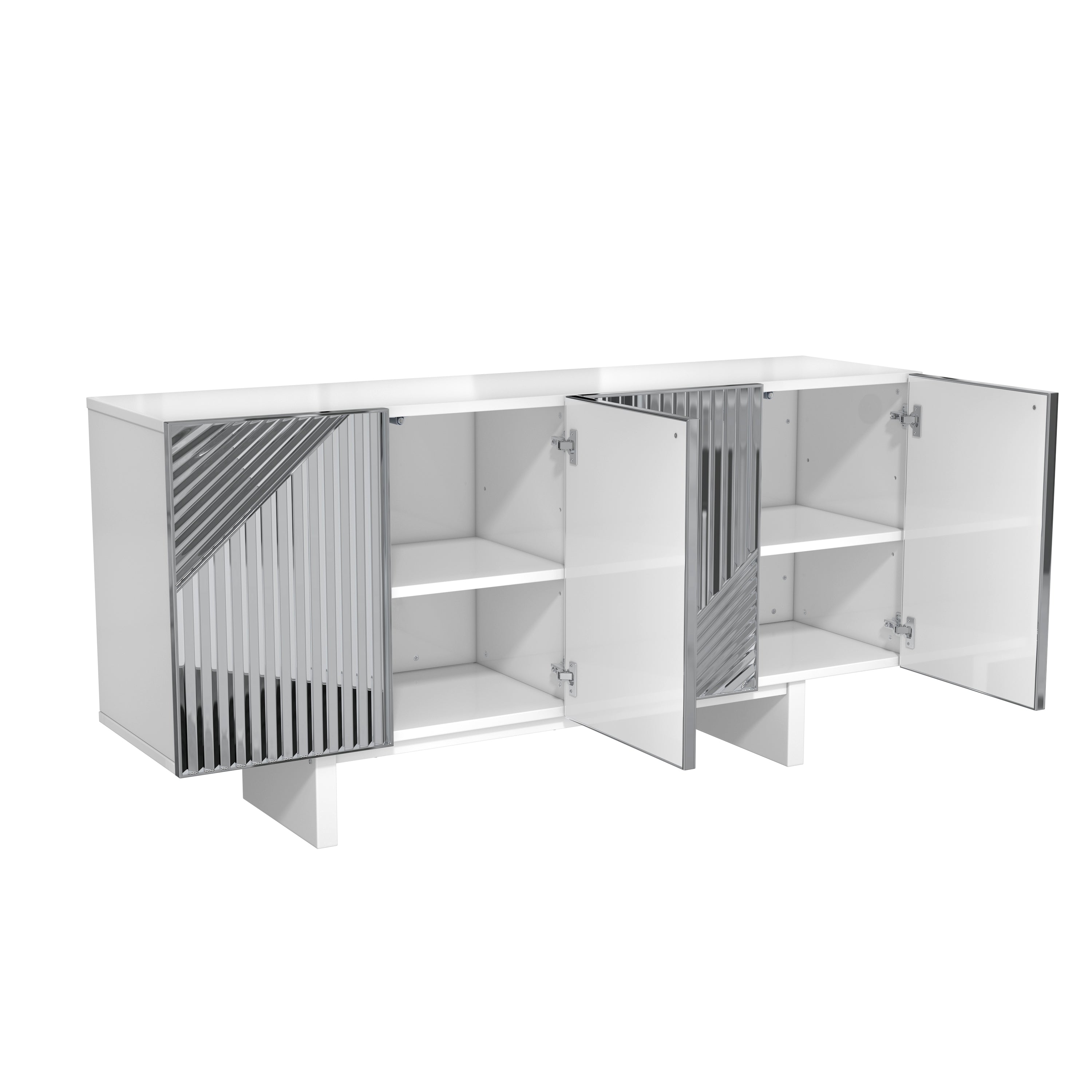 Alt View 7. Boyel Living - 62.91 in W Modern Stainless Steel Buffet Sideboard with 4 Door Storage Cabinet Silver - Silver.