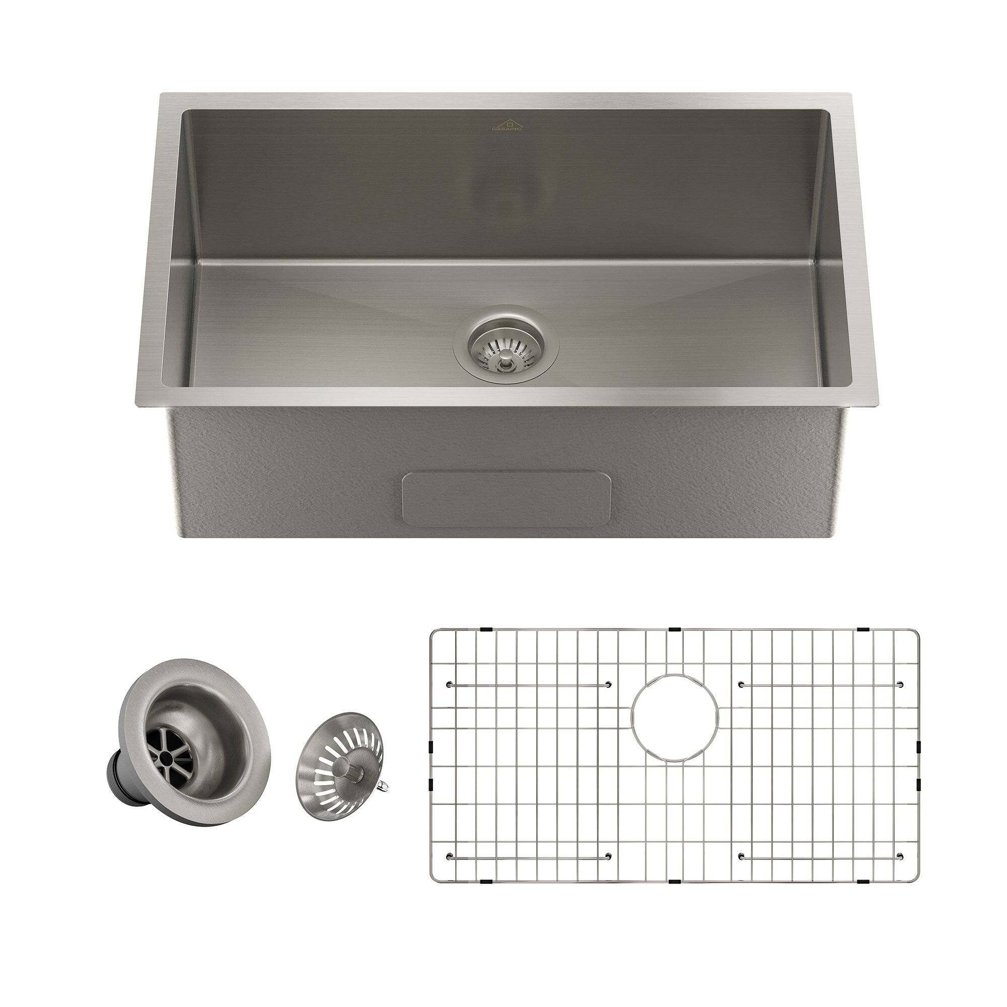 Alt View 2. Boyel Living - 30 in. Undermount Single Bowl 18-Gauge Brushed Stainless Steel Kitchen Sink with Cutting Board and Accessories - Silver.
