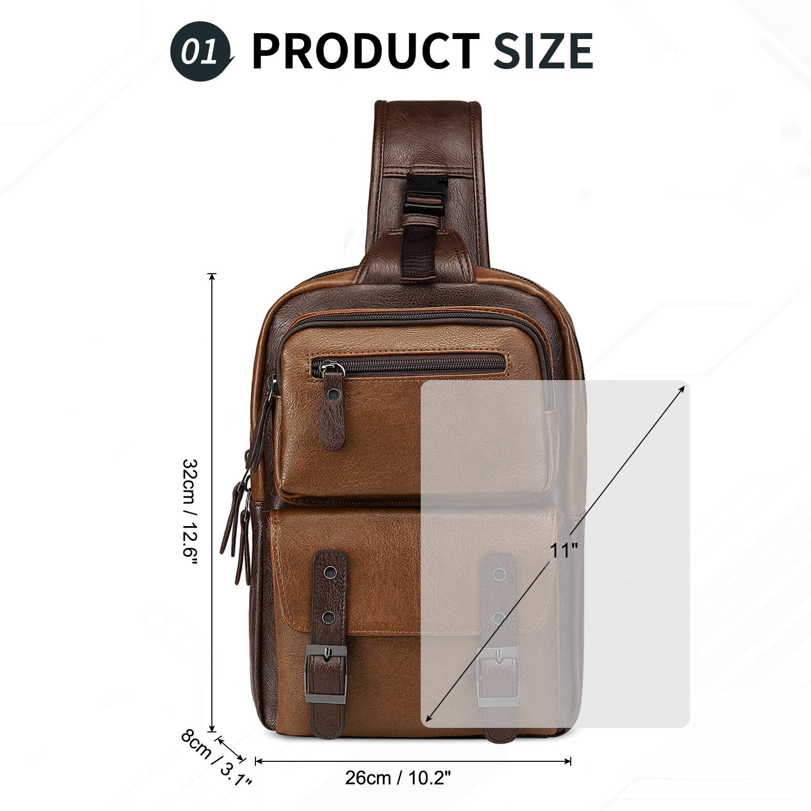 01 PRODUCT SIZE  
32cm / 12.6"  
11"  
8cm / 3.1"  
26cm / 10.2"