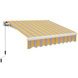 Outsunny - 8' x 7' Patio Retractable Awning, Manual Exterior Sun Shade Deck Window Cover - Mixed Color