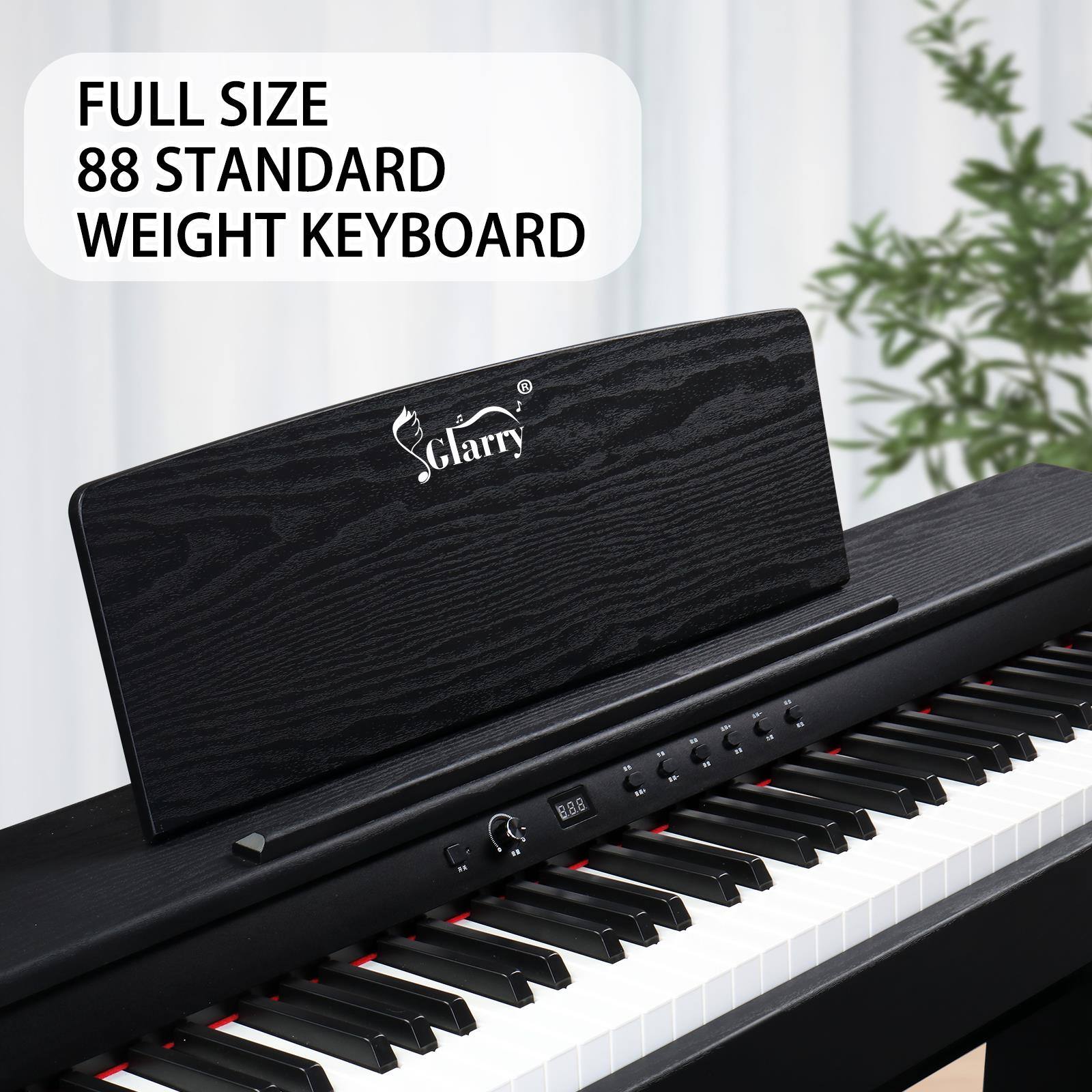 FULL SIZE  
88 STANDARD  
WEIGHT KEYBOARD  

Glarry