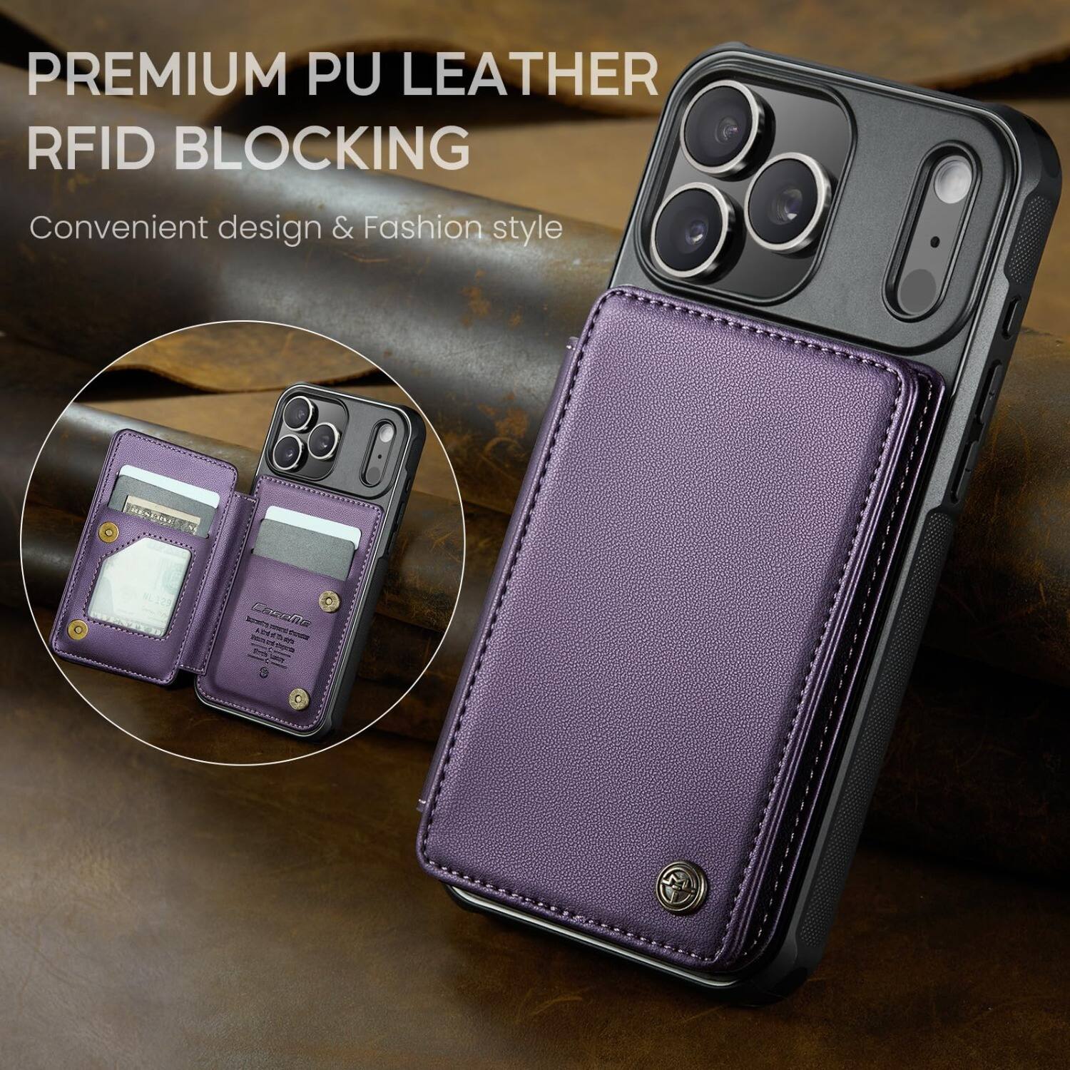 PREMIUM PU LEATHER RFID BLOCKING  
Convenient design & Fashion style