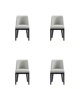 Manhattan Comfort - Gansevoort Modern Wood Vegan Leather Dining Chair - Set of 4 - Stone Gray
