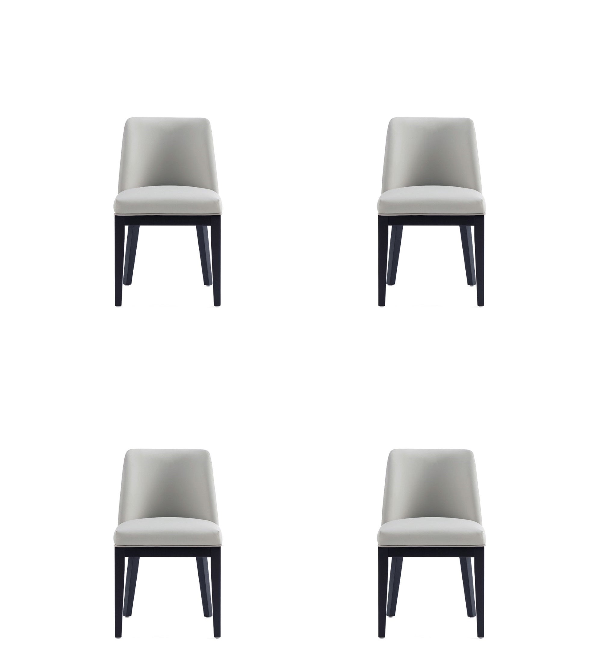 Manhattan Comfort - Gansevoort Modern Wood Vegan Leather Dining Chair - Set of 4 - Stone Gray