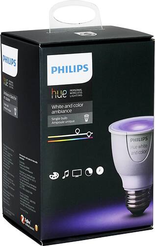 Philips - Hue White and Color Ambiance PAR16 Wi-Fi Smart LED Spot Light Bulb - Multicolor - Larger Front