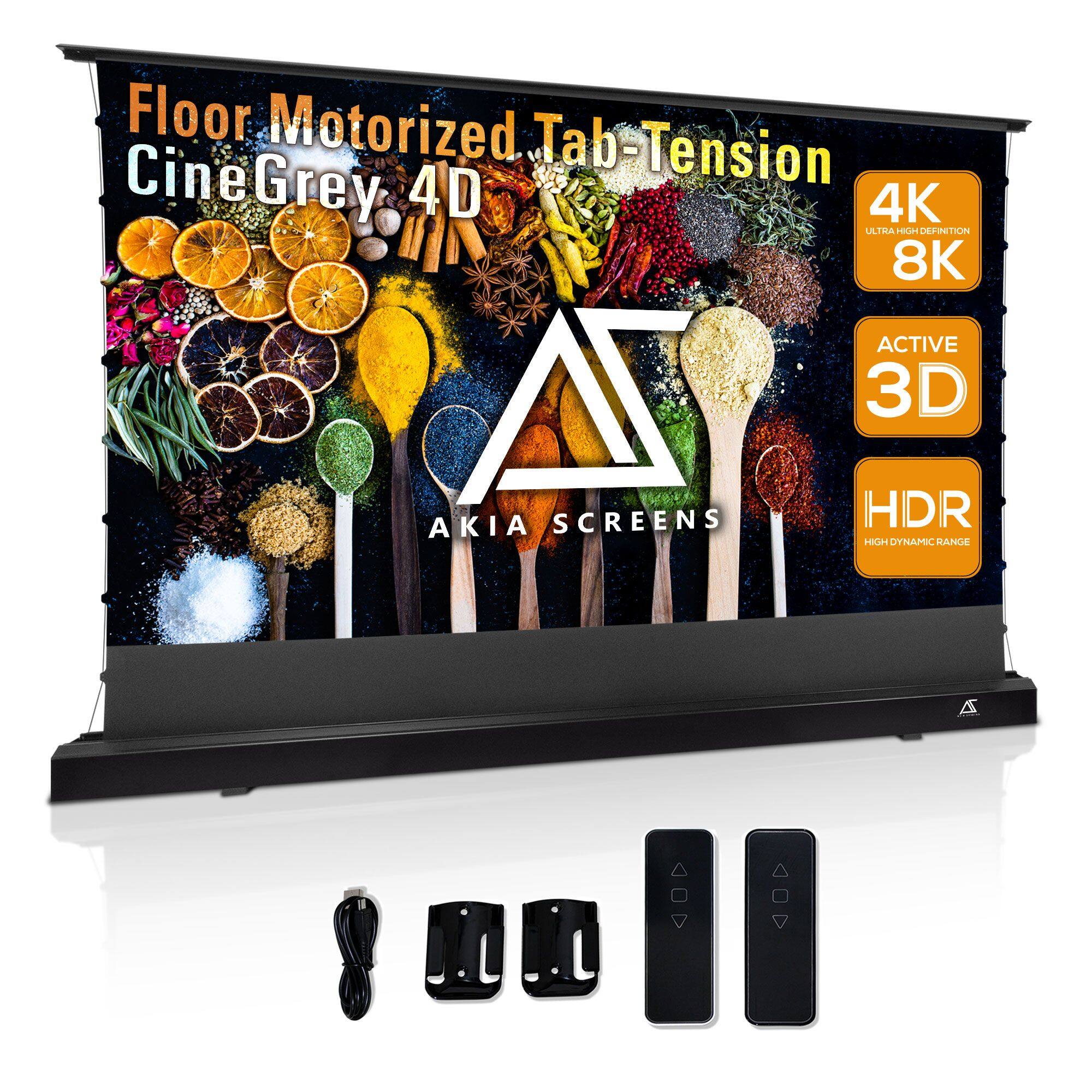 Elite Screens - Akia,101"D,16:9,Floor Motorized Tab-Tension CeilingAmbientLightRejecting Std Throw 4K Screen AK-FMT102UH2-C4D - Black