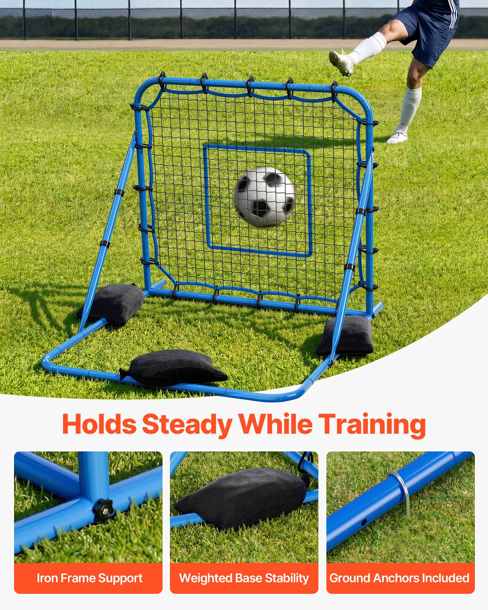 Holds Steady While Training

- Iron Frame Support
- Weighted Base Stability
- Ground Anchors Included
