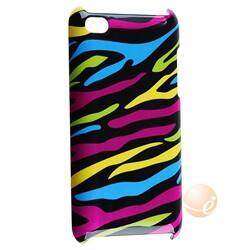 Alt View Standard 20. eForCity - Hard Case and Privacy Screen Cover Bundle for iPod Touch 4 - Colorful Zebra Rear.