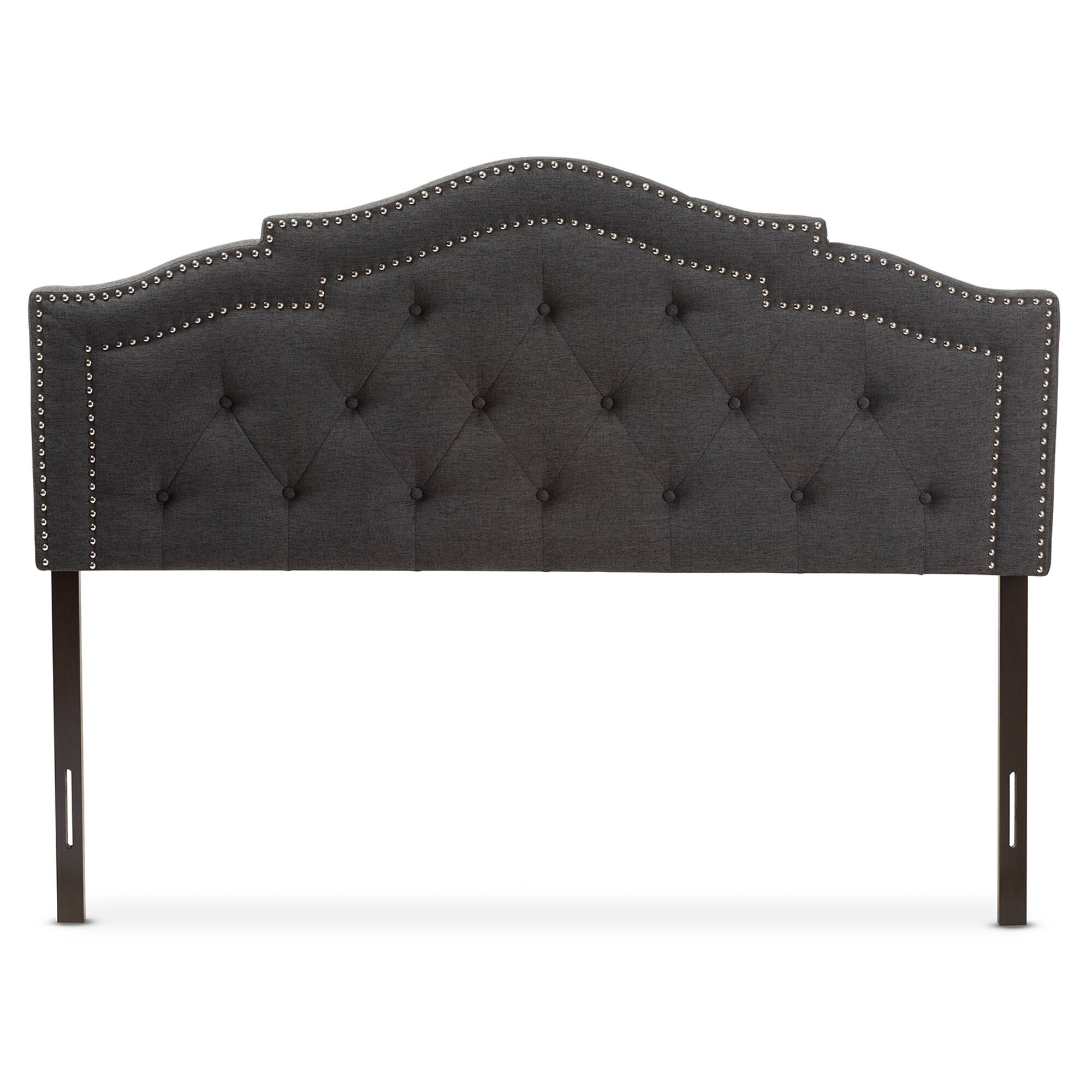 Angle. Baxton Studio - Edith Modern and Contemporary Fabric Queen Size Headboard - Dark Grey.