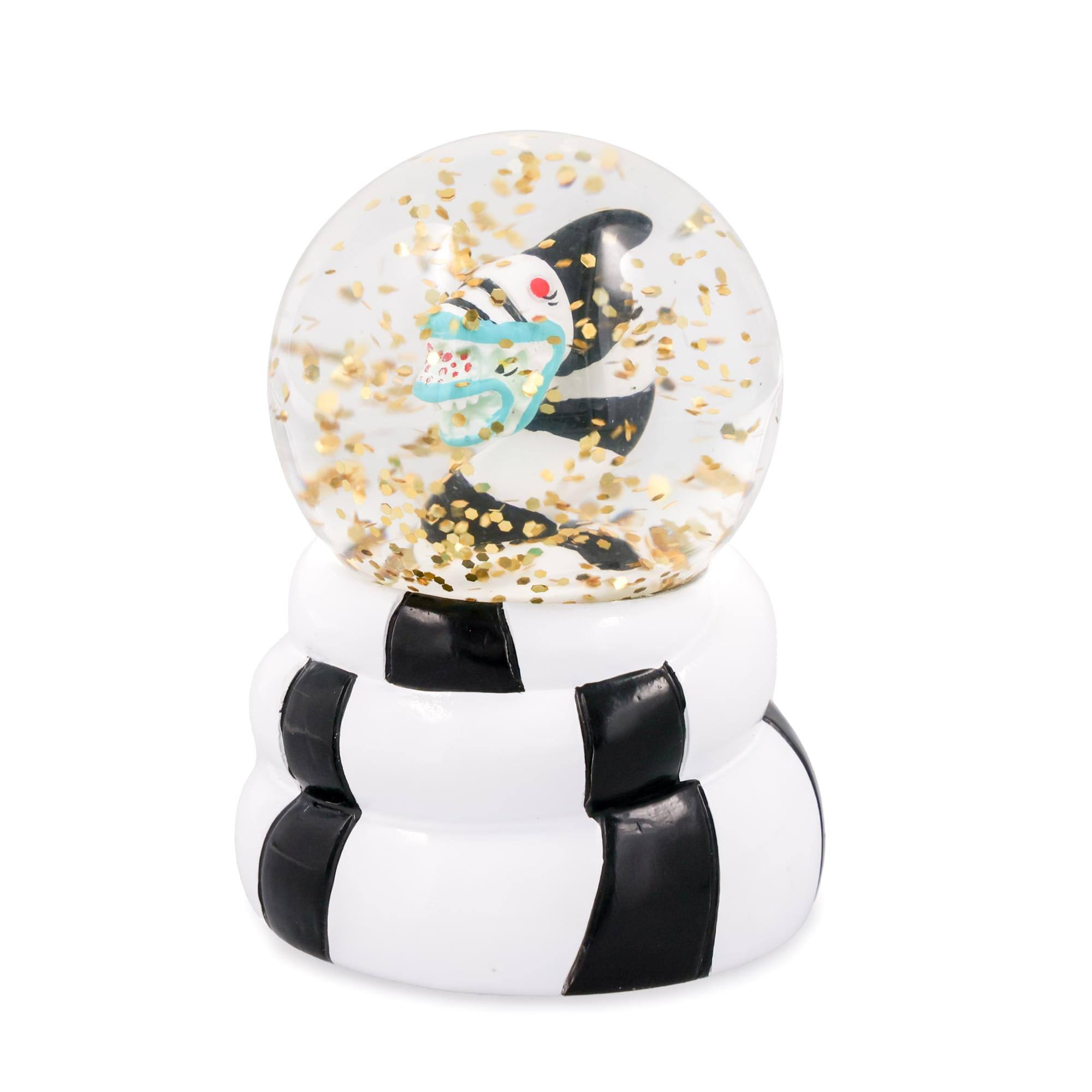 Front. Silver Buffalo - Beetlejuice Sandworm Mini Light-Up Snow Globe | 3 Inches Tall - Black.