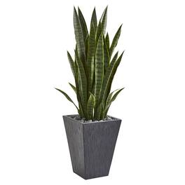 BreeBe - 45" Sansevieria Artificial Plant in Sate Planter - Green