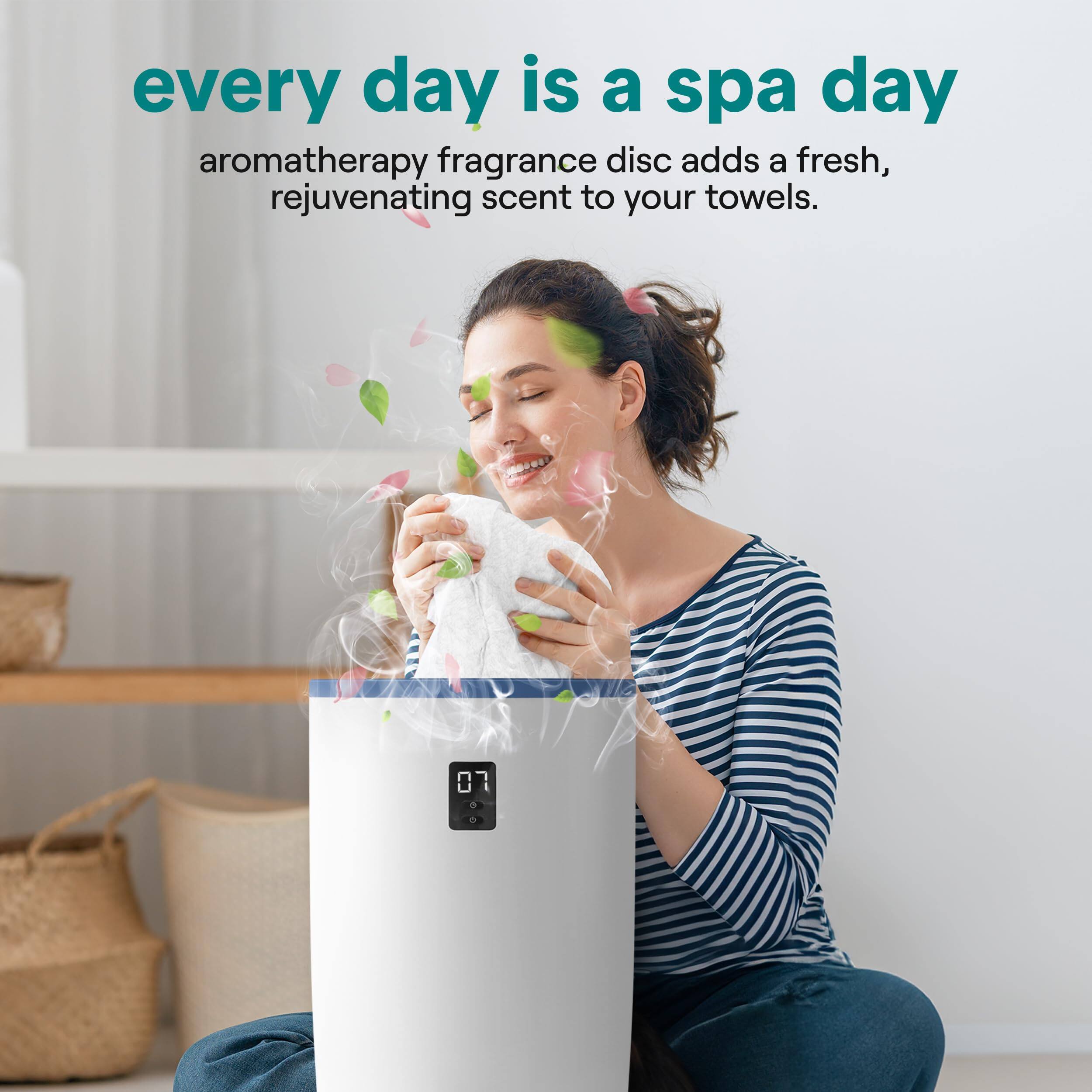 every day is a spa day  
aromatherapy fragrance disc adds a fresh, rejuvenating scent to your towels.