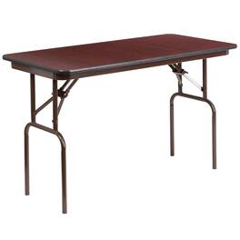 Alamont Home - 4-Foot Melamine Laminate Folding Banquet Table - Mahogany