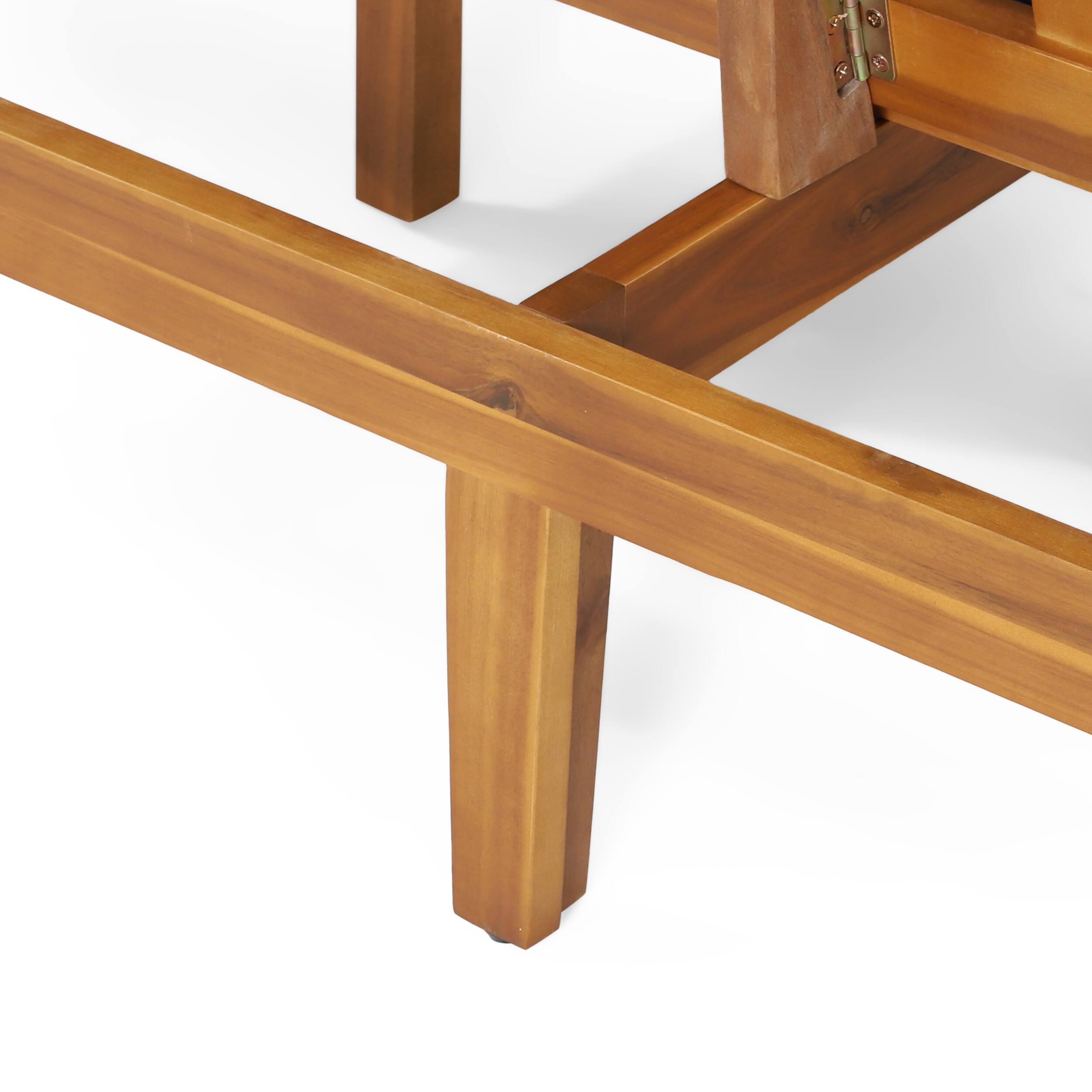 Alt View 6. Mondawe - Acacia Wood Convertible Daybed with Water-Resistant Cushions - Beige.