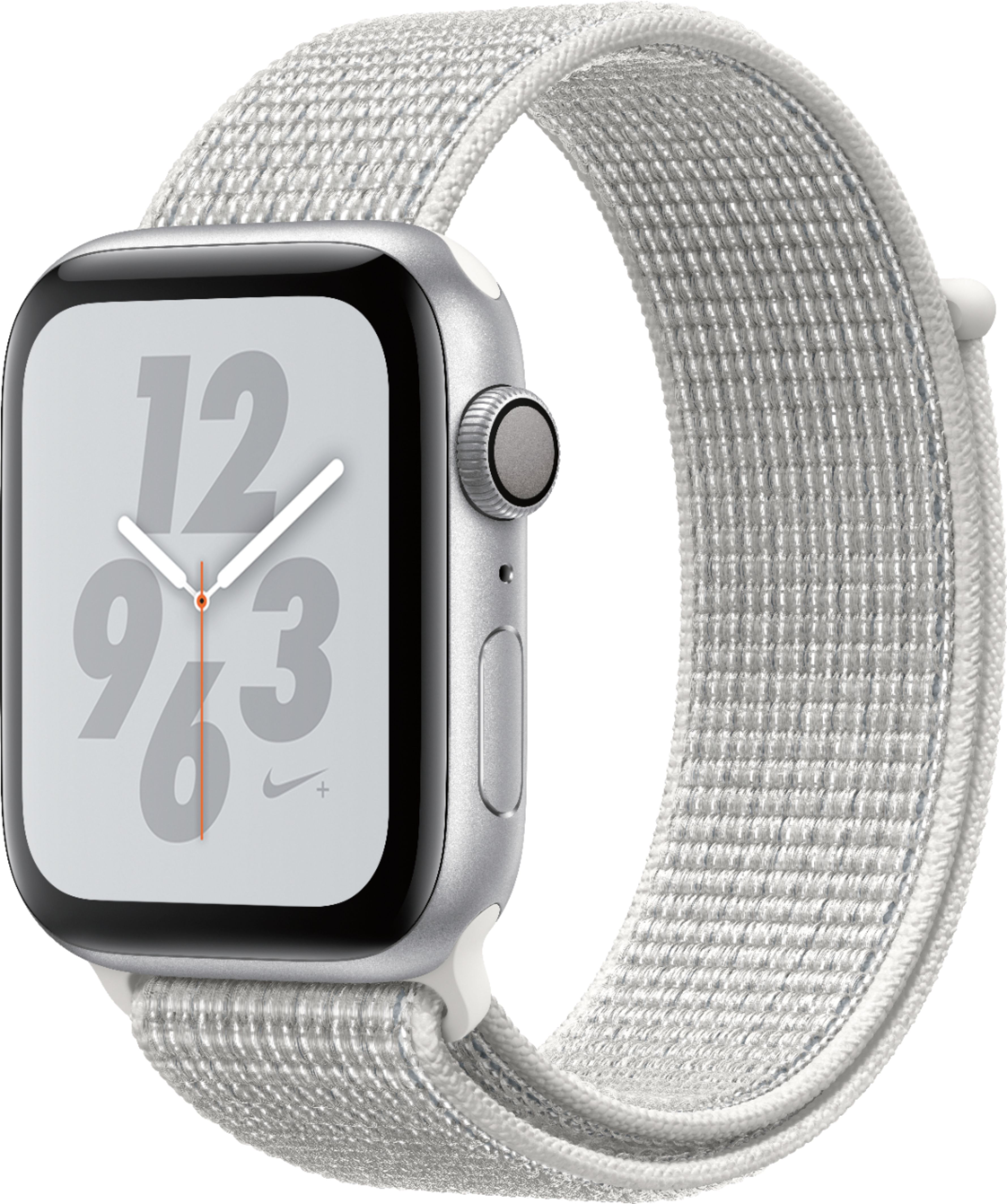 Rent to own Apple Watch Nike+ Series 4 (GPS) 44mm Silver Aluminum Case with Summit White Nike Sport Loop - Silver Aluminum
