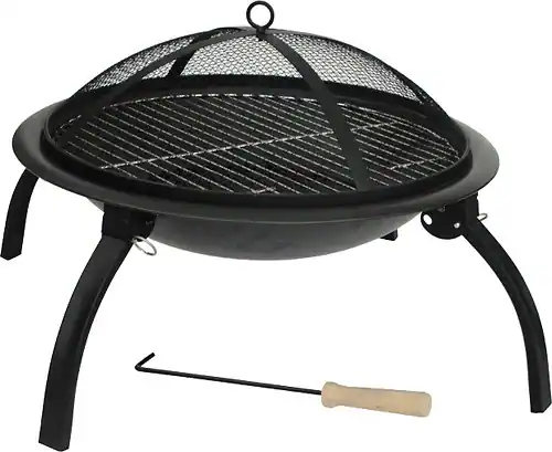 Front. Fire Sense - 22" Folding Fire Pit - Black.